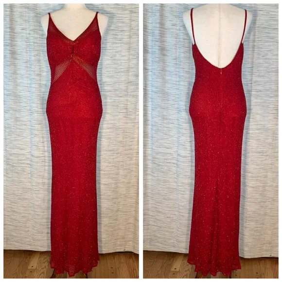 Scala Red beaded Evening Gown - Picture 6 of 16